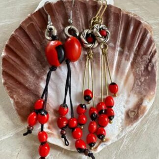 Aretes de Semillas de Huayruro - Arte Ancestral Ese Eja